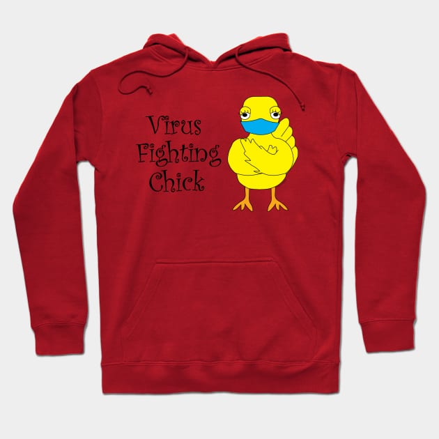 Virus Fighting Chick Side Text Hoodie by Barthol Graphics